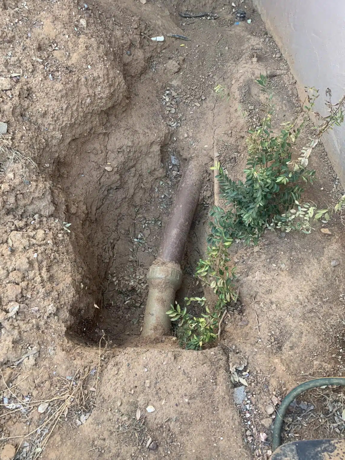 Sewer Line Before Spot Repair with Two-Way Cleanout Sewer line before spot repair with two-way cleanout installation by Earl's Plumbing