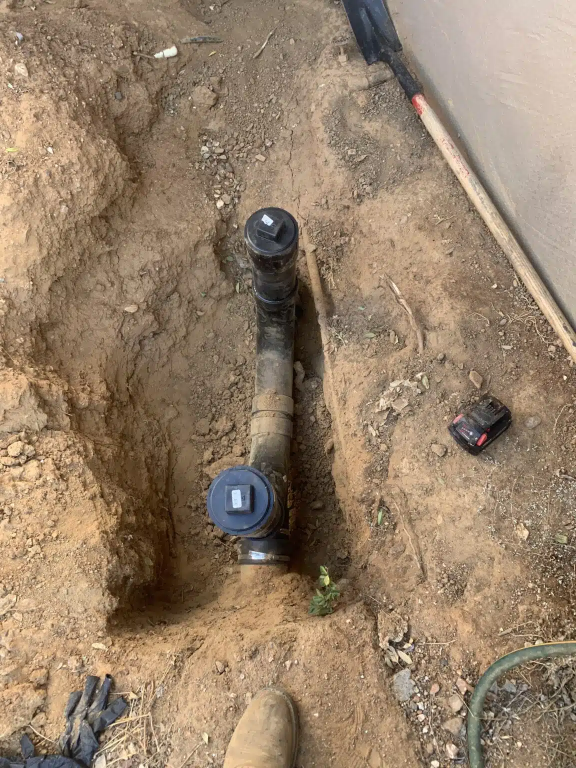 Sewer Line Spot Repair with Two-Way Cleanout Installed Sewer line spot repair with two-way cleanout installed by Earl's Plumbing