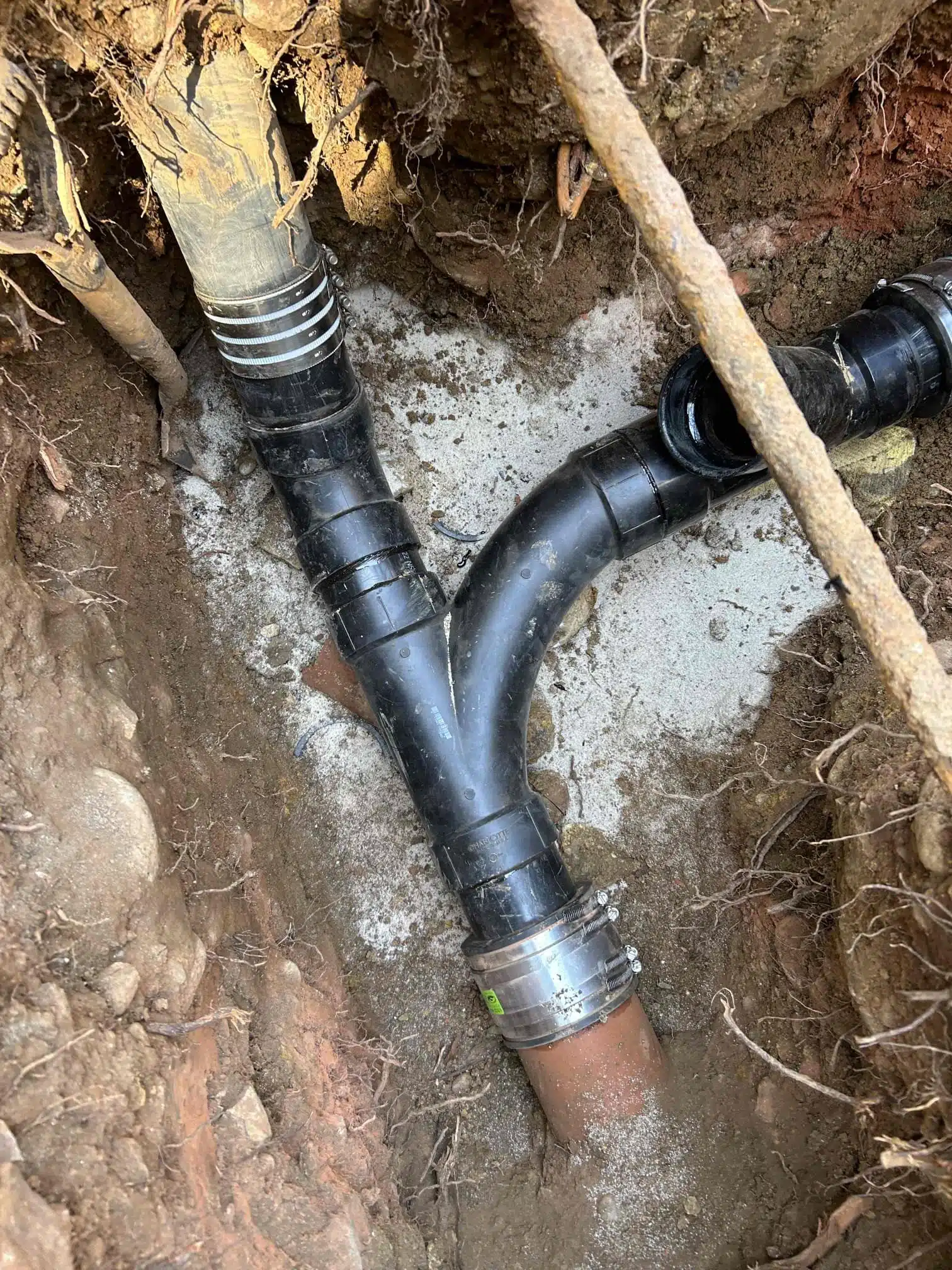 Broken sewer line after repair in Oroville, CA by Earl's Plumbing