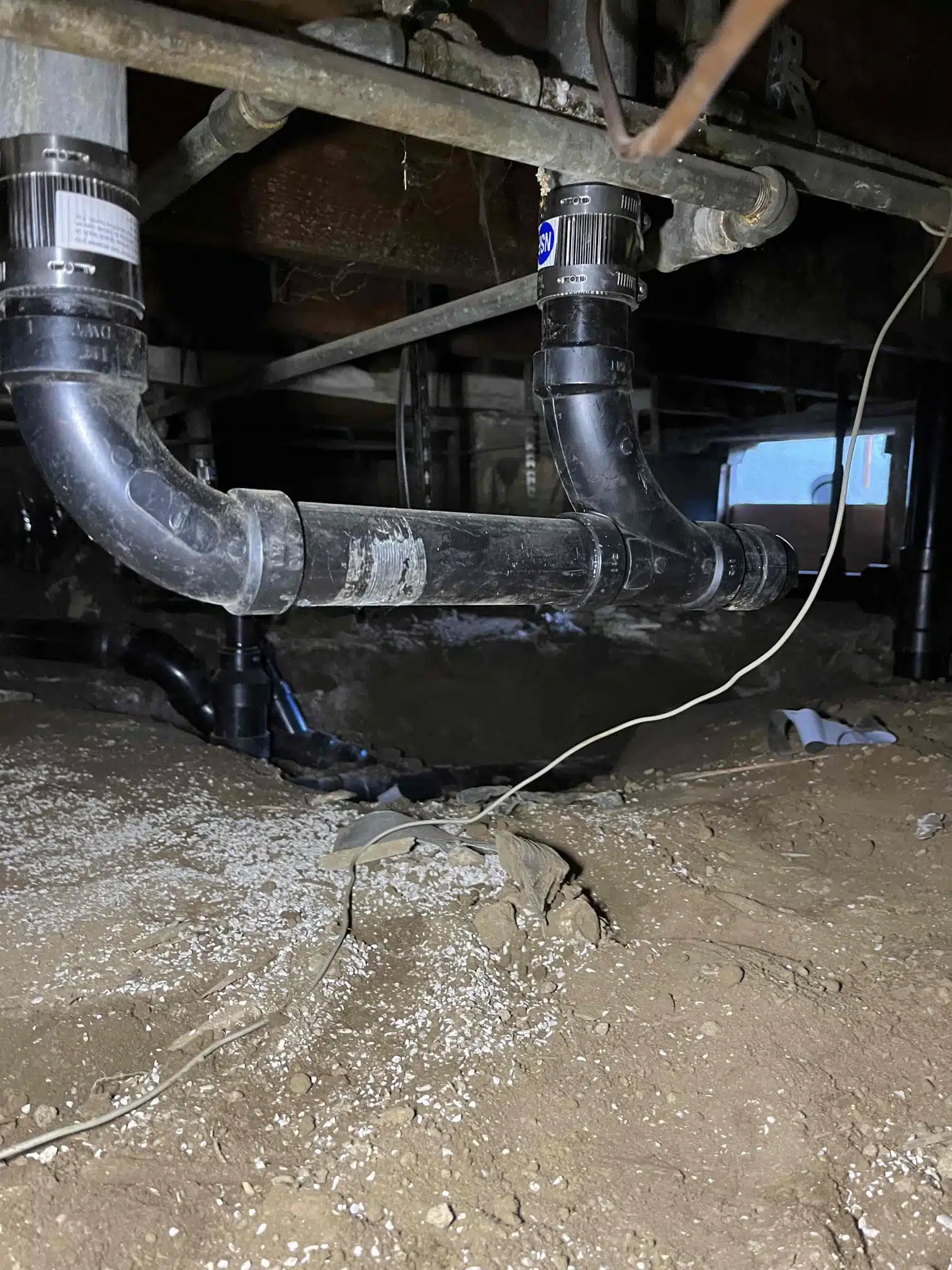 Complete Under-Home Drain Line Replacement in Gridley, CA New under-home drain line after complete replacement in Gridley, CA