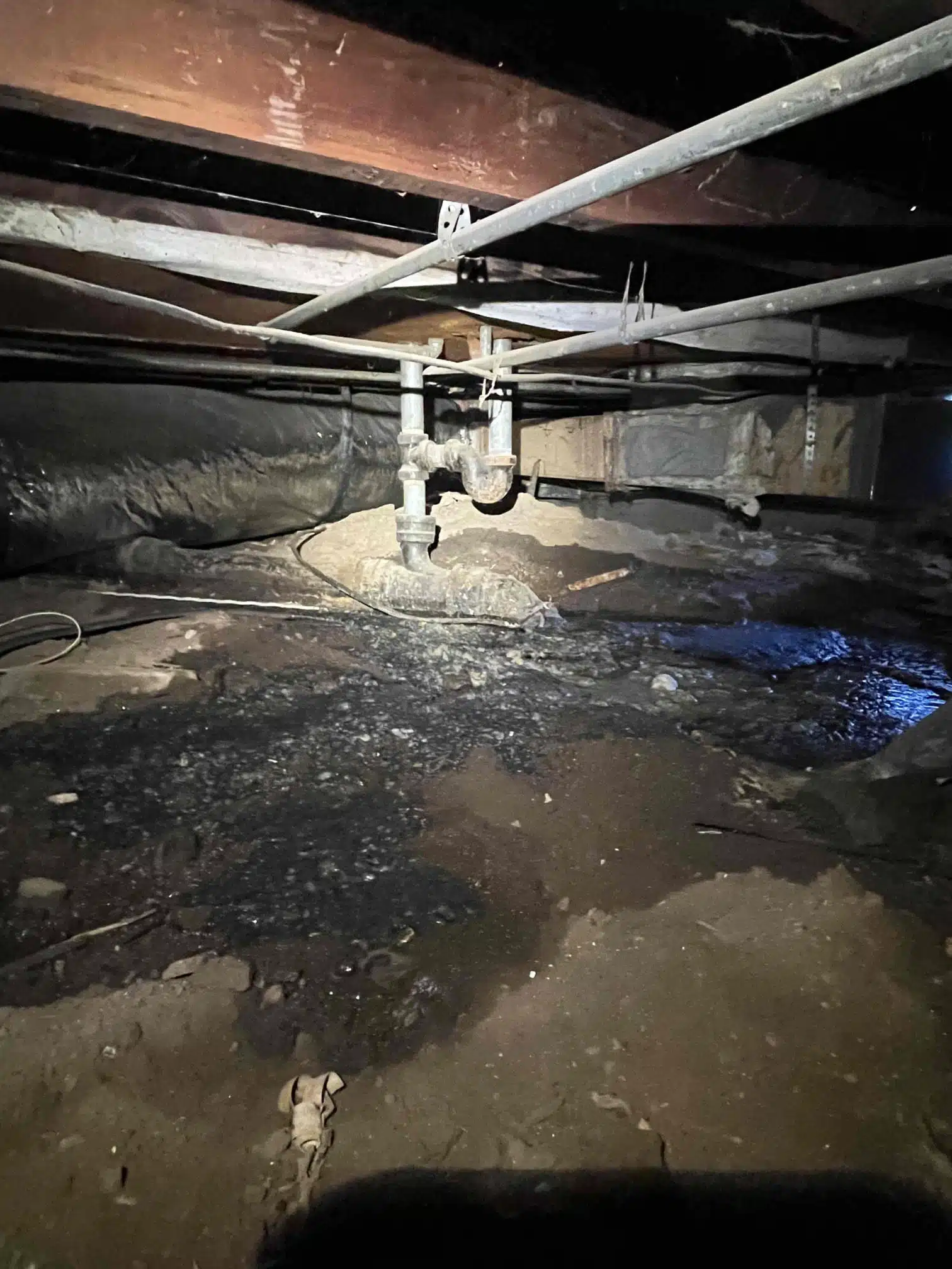 Failing Drain Piping Before Replacement in Gridley, CA Failing under-home drain piping before replacement in Gridley, CA