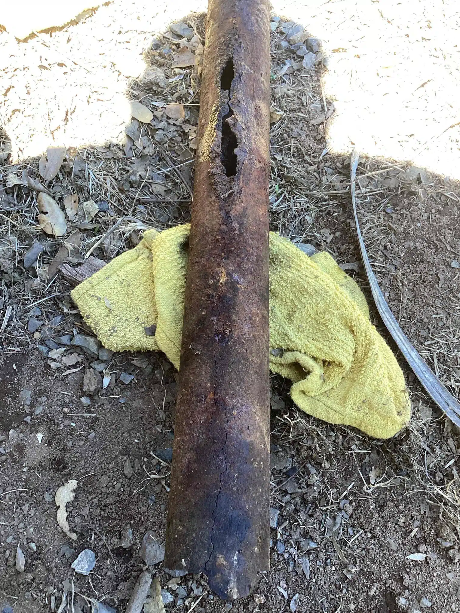 Old Cast Iron Drain Line Needing Replacement Old corroded cast iron drain line in need of replacement