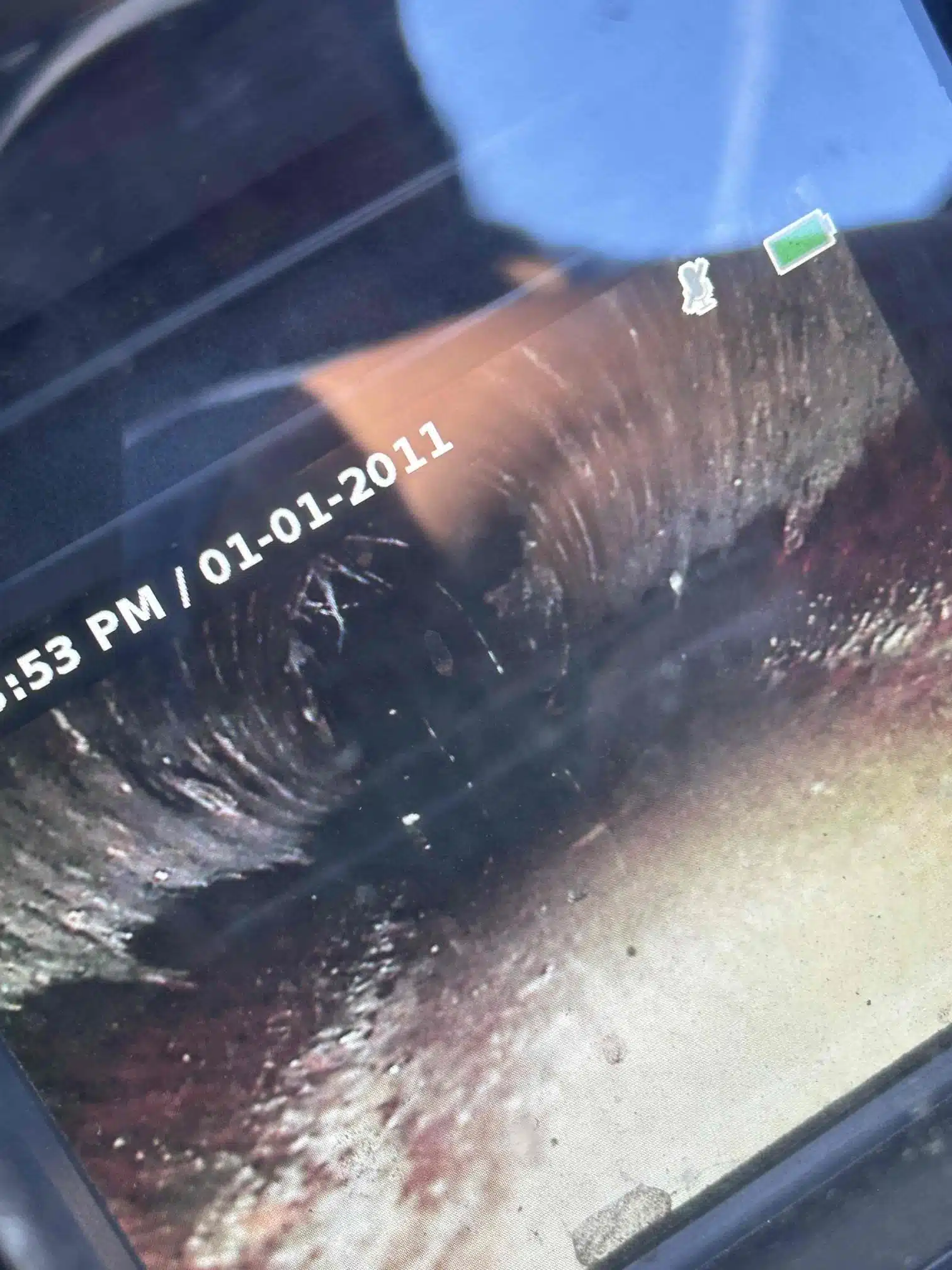 Sewer Camera Inspection of Broken Sewer Line Sewer camera inspection showing a broken sewer line
