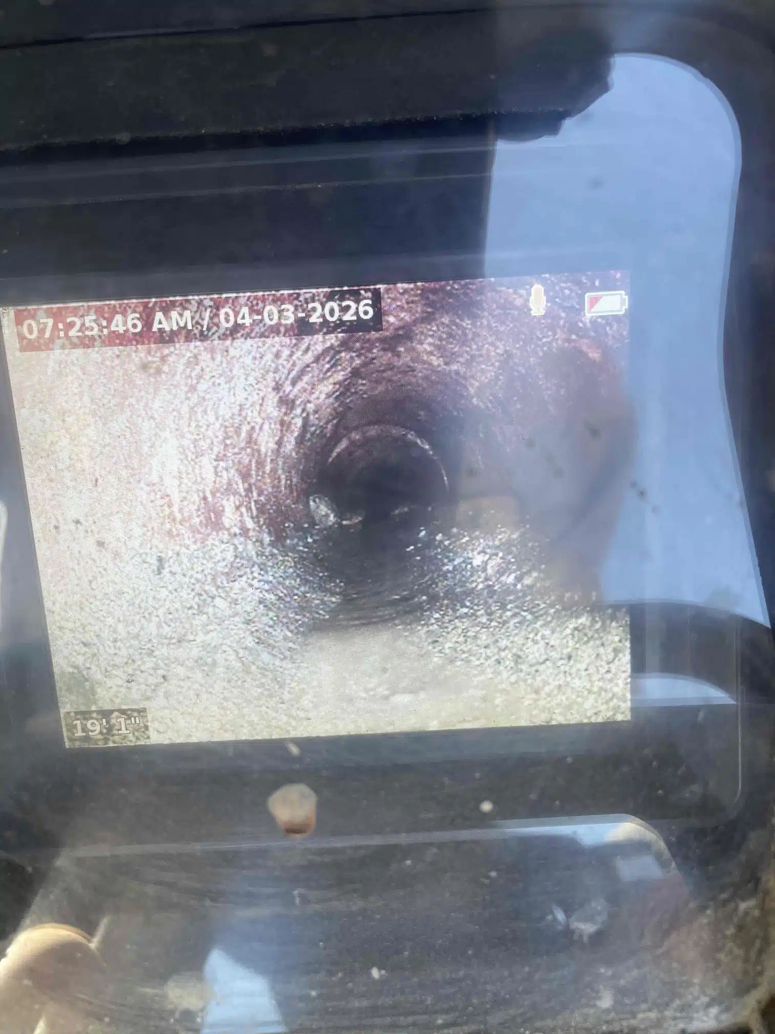 Sewer Camera Inspection Showing Offset Sewer Line Sewer camera inspection showing an offset sewer line before replacement