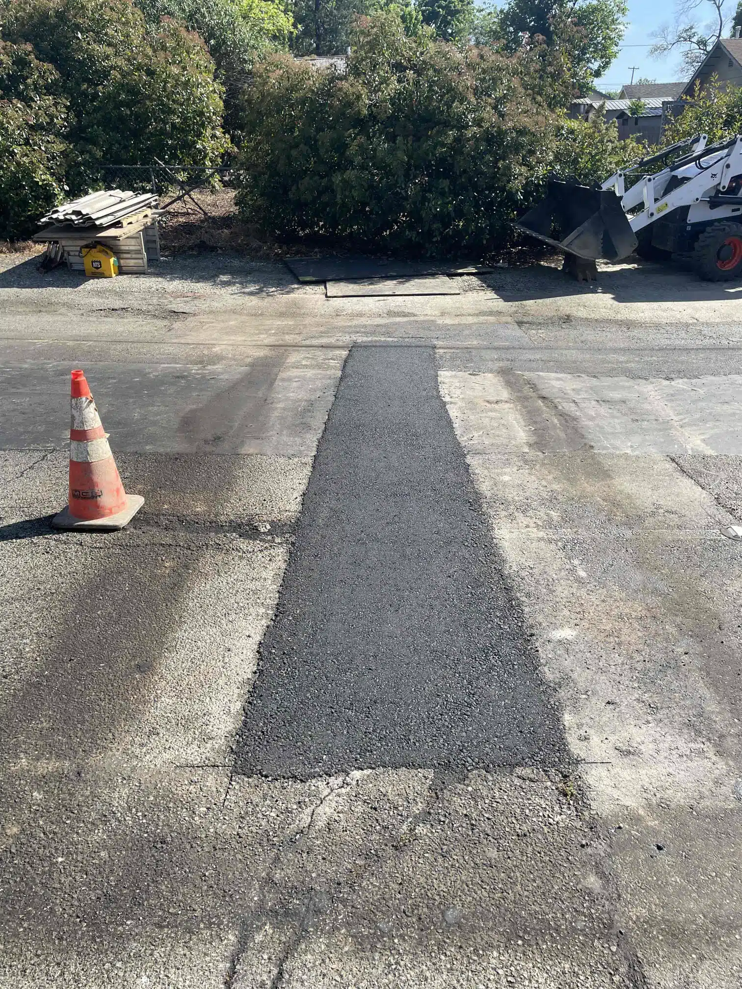 Asphalt Patch After Sewer Line Replacement Asphalt patch after sewer line replacement by Earl's Plumbing