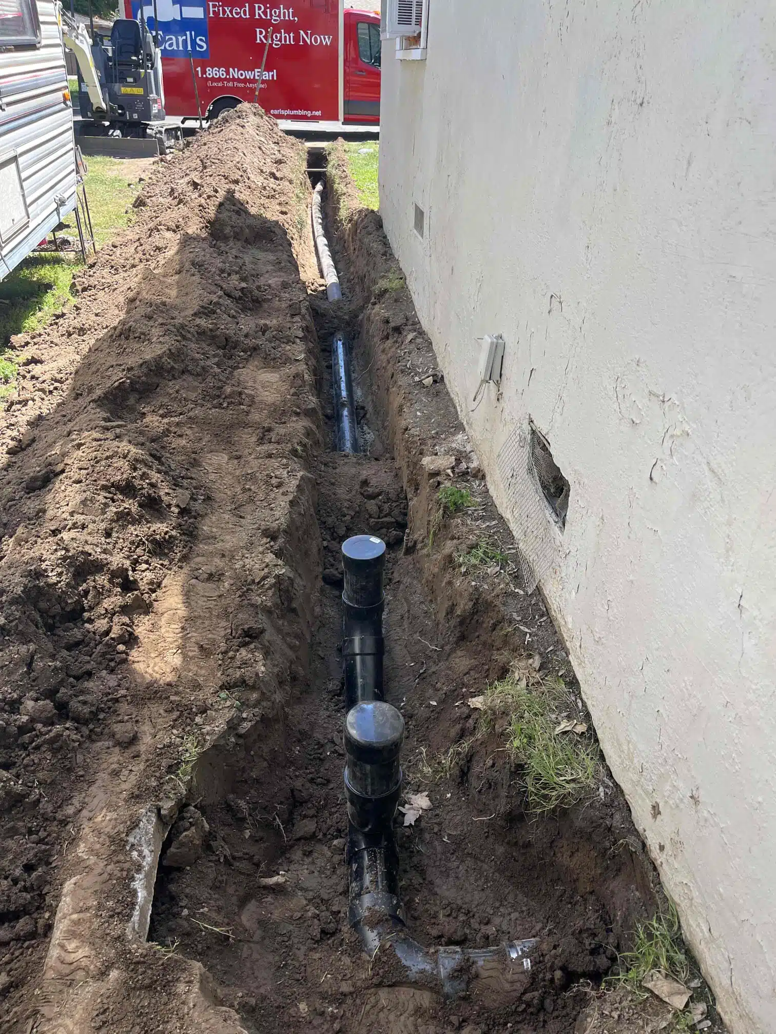 Sewer line replacement with two-way cleanout in Yuba City, CA by Earl's Plumbing