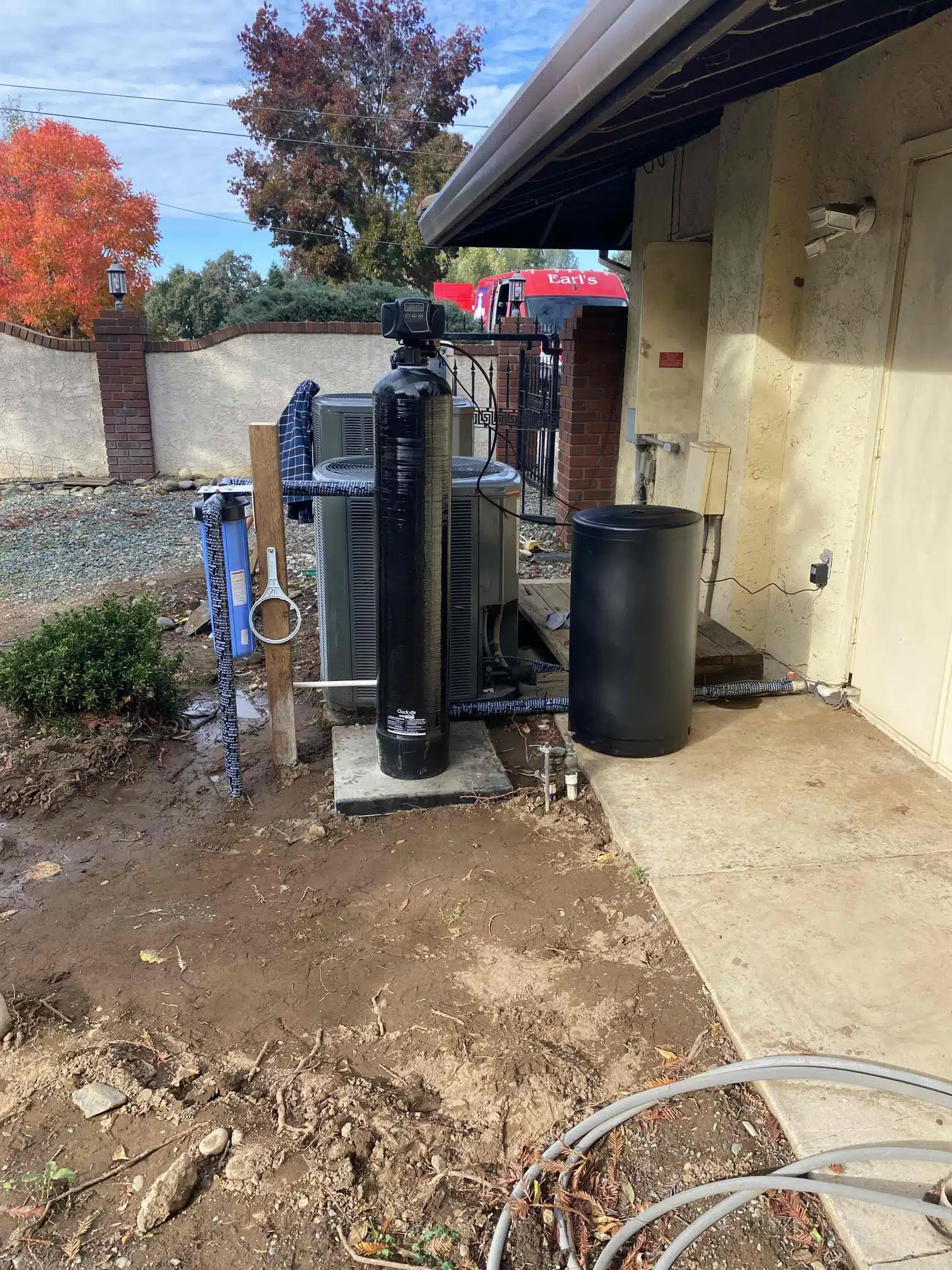Outdoor Water Softener Installation in Yuba City, CA Outdoor water softener system installed by Earl's Plumbing in Yuba City CA