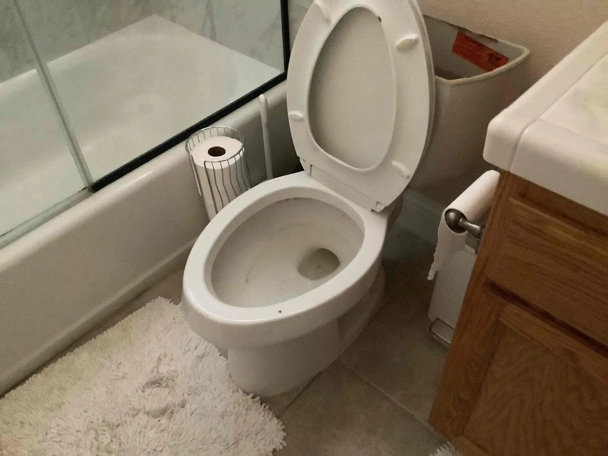 Old toilet before replacement by Earl's Plumbing in Redding